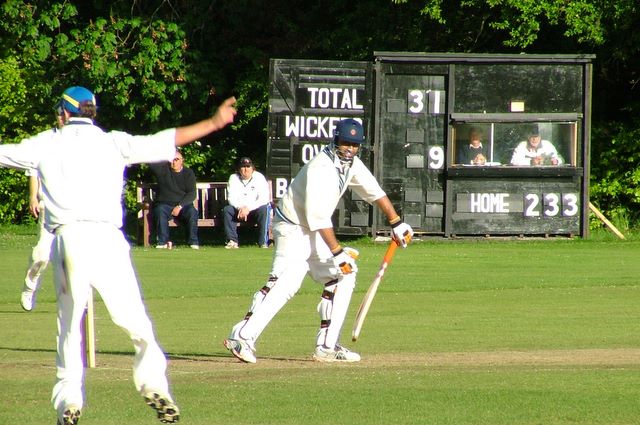A Falkland fielder lets the bowler know what he thought of that delivery.
