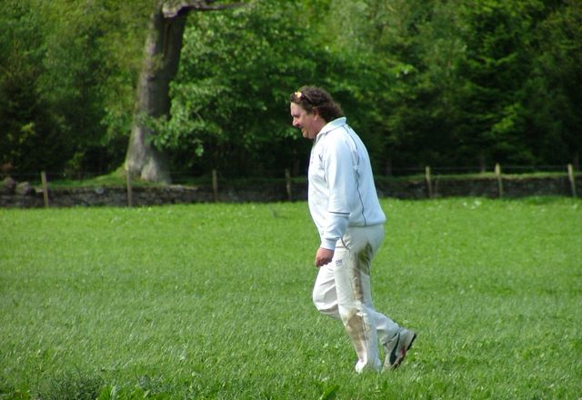 A bit bored with the cricket, Baz goes for a walk in the neighbouring field. I think he'd make a really good scarecrow.