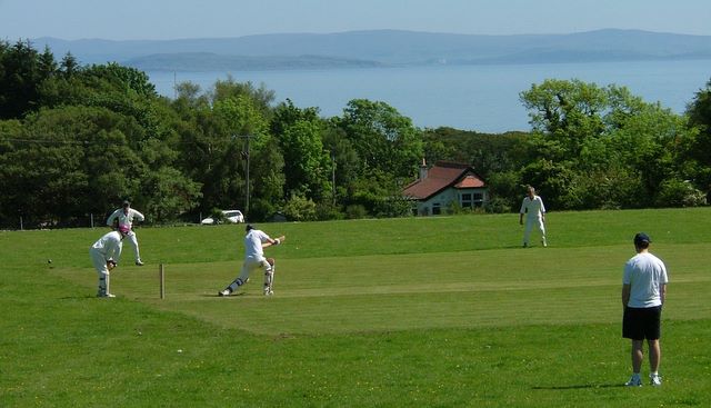 To go with the scenery we actually played some cricket.  Here Dougster nicks his second ball to be caught at slip.