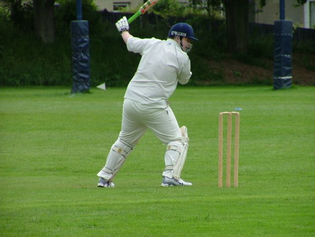 Ross Paton demonstrates that the 3rd XI like to innovate when batting.